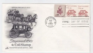 TurtlesTradingPost- Stagecoach- Transportation Series 1982 #1898A FDC Artcraft - Picture 1 of 1