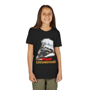 Steam Locomotives Youth Tee, Train Enthusiast Shirt, Kids Railroad Gift, [...] - Picture 1 of 18