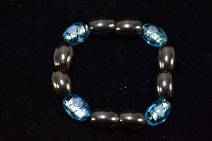 MAGNETFELDTHERAPIE GESUNDHEITSARMBAND BLAUE & BRAUNE PERLEN - Bild 1 von 2