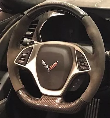 Volante C7 Stingray Z06 Grand Sport ZR1 Corvette gamuza gris carbono puntada Foto 1 de 2
