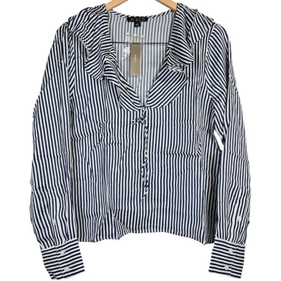 J. Crew Goldie топ в полоску атлас в темный вечер S новый с Ярлыками - Изображение 1 из 4