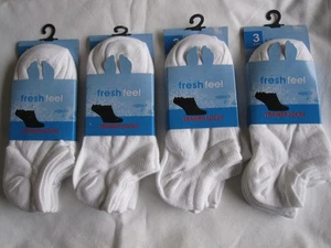 BNWT 12 x '"FRESH FEEL" WHITE TRAINER SOCKS - SIZE 4-7    - FREE POST TO UK ONLY - Picture 1 of 2
