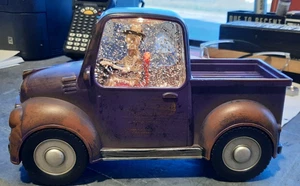 Purple Truck Snow Globe Skeleton Halloween Glitter Lighted - Picture 1 of 5