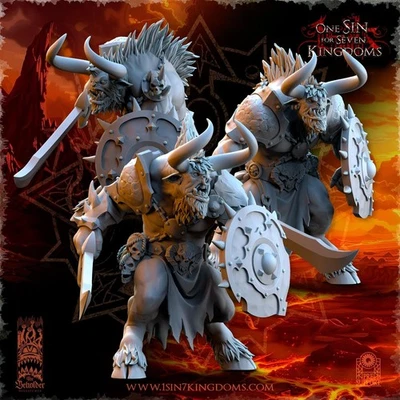 Realms of Mayhem Minotaur's with Sword and Shield | The Beholder Miniatures