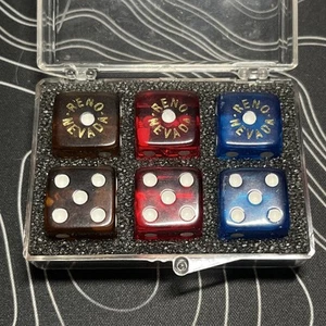 Vintage Dice - Reno Nevada. 3 Pairs in Case - Imagen 1 de 2