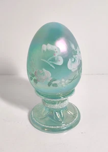 Fenton Glass Iridescent Egg Hand Painted Flower Signed Numbered Limited Edition - Picture 1 of 8