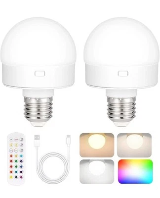 Rechargeable Battery Operated Light Bulb with Remote Control 2 Packs, 350LM  - Image 1 of 4