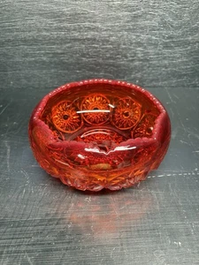 A Brilliant Vintage Mid Century LE Smith Hobstar Amberina Candy/Nut Dish - Picture 1 of 13