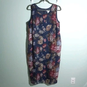 Maxi Vestido Lady Dorby Talla 2X 18 20, Azul Polvoriento Rosa Cottagecore Arrugado *mancha - Imagen 1 de 12