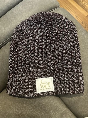 Love Your Melon Gorro Negro Tejido Sombrero Slouch Unisex con Parche Gran Tamaño ¡NUEVO!! Foto 1 de 2