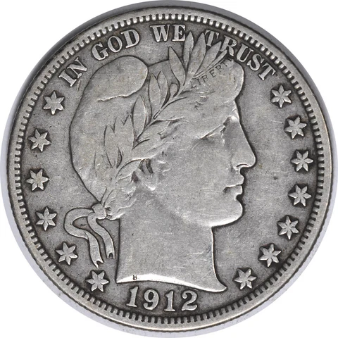 1912 Barber Silver Half Dollar VF Uncertified #1147 Cover