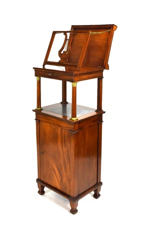Fabulous Antique Neoclassical Flame Mahogany Sheet Music Cabinet Easel Stand Cover