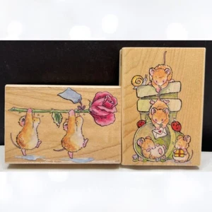 Penny Black LONG STEM CUTIES Surprise Mice Mouse Margaret Sherry Rubber Stamps - Picture 1 of 2