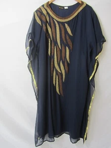 MS Creations Heavily Beaded Kaftan Style Occasion Dress - Navy Blue Size 3XL - Picture 1 of 14