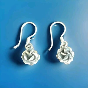 Cuelga de plata de ley Erick's de 8 mm. Pendientes talla rosa Taxco.925 - Imagen 1 de 6