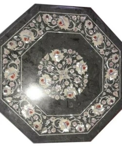 15 " Vert Marbre Pierre Incrustation Pietra Dura Marqueterie Art