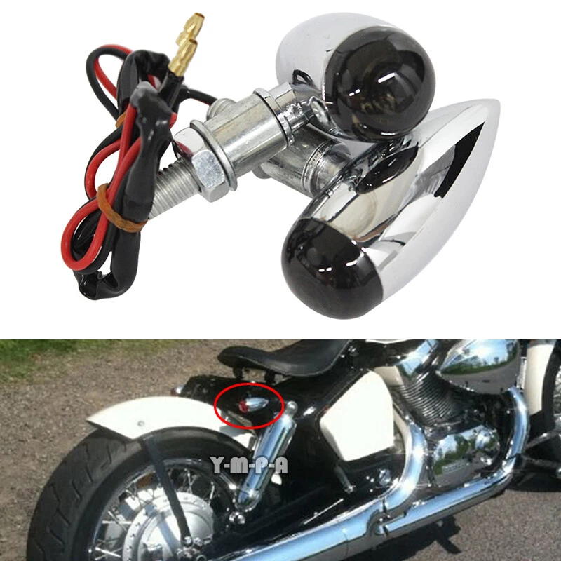 Chrome Motorcycles Turn Signals Blinker Lamp Amber Metal Smoke Lens 12V 10MM - Image 1 of 4