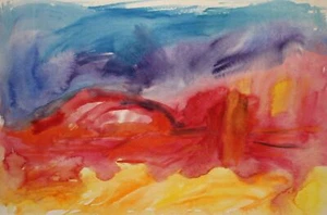 Contemporary naivist watercolor painting landscape - Picture 1 of 11