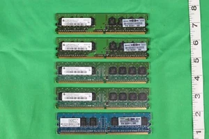 USED 5 X 512MB PC2-4200U DDR2, 2.5GB TOTAL ALL 1RX8, 3 INFINEON'S, 1 NANYA - Picture 1 of 7