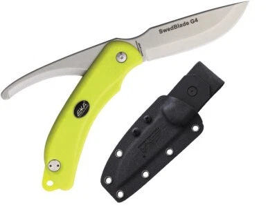 Cuchillo fijo EKA Swedblade G4 3,5" 12C27 hoja de acero mango de goma verde neón Foto 1 de 4