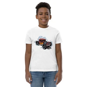 Monster Car Hot Rod Youth T-Shirt, Bigfoot, Cartoon, Motocross Monster Jam, Race - Picture 1 of 5