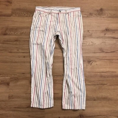 Pantalón Sonia Rykiel Wonens Blanco Rayas Recortado Hecho en Italia Talla 40 Foto 1 de 4