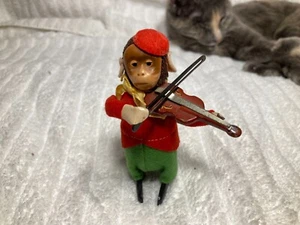 Schuco Monkey Playing Violin WInd-Up Excellent Tin Felt Clothing Germany - Picture 1 of 6