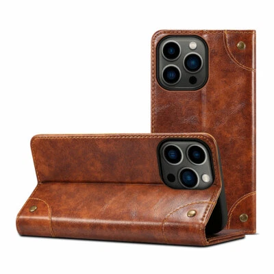 Luxury Leather Wallet Flip Magnetic Stand Case Cover For iPhone 11 12 13 Pro Max - Image 1 of 4