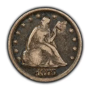 1875 20c Seated Liberty Twenty Cent Piece - Deep Patina - VF - SKU-B4601 - Picture 1 of 4