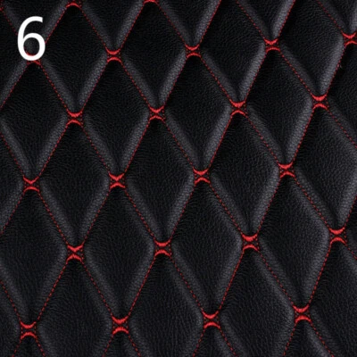Faux Leather Fabric Sponge Quilted Embroidered Car Vehicle Interior Material New - Image 1 of 4