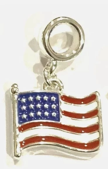 Dije bandera EE. UU. colgante tono plateado para collar o pulsera sobre tamaño miniatura Foto 1 de 1
