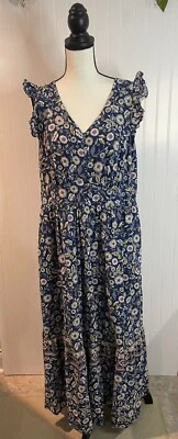 Lane Bryant Floral Print Maxi Dress With Pockets 16 100% Cotton Shell - Image 1 of 4