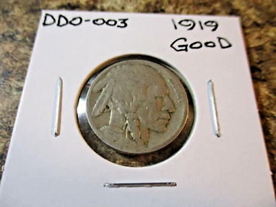 1919 BUFFALO NICKEL GOOD DOUBLE DIE OBVERSE DDO-003     XXD - Image 1 of 4