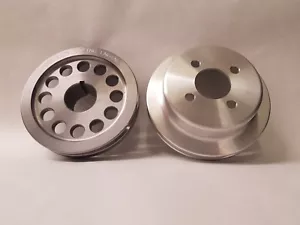 FORD PINTO ALLOY WATER PUMP AND STEEL CRANK PULLEY BLACK ANODISED AND SHORT BELT - Picture 1 of 3