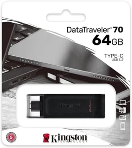 Pendrive Kingston DataTraveler 70 - DT70/64GB Clé USB-C, Noir - Afbeelding 1 van 3