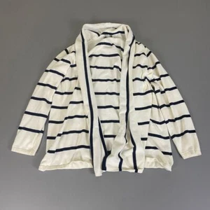 Liz Claiborne Striped Open Cardigan Sweater Plus Size 1X Nautical Style Cotton - Picture 1 of 12