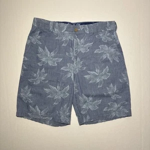 Pantalones Cortos IZOD Saltwater Seaport Popelina Estampado Hoja de Palma Azul Para Hombre Talla 32 - Imagen 1 de 15