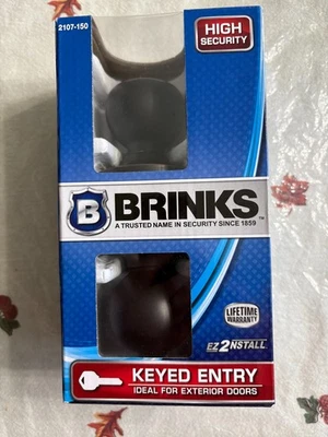 Brinks High Security Keyed Entry Tuscan Bronze Ball Knob Door Handles EZ2NSTALL - Image 1 of 4