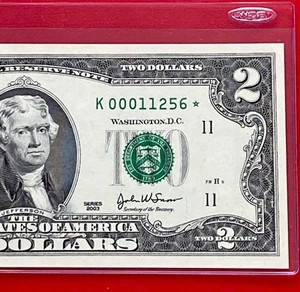 2003 $2 Star Note - DALLAS K ( Scarce 16k Mintage ) Low Serial Number ,UNC - Picture 1 of 3