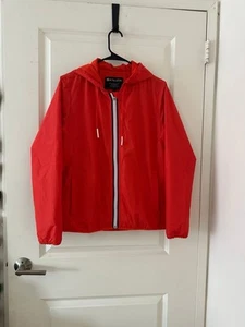 Athleta Ascender  Full Zipped Jacket Size M Torch Red Windbreaker Rain Hoodie - Picture 1 of 15