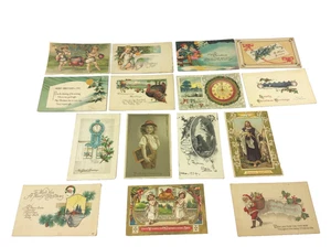 Mixed Lot of 15 Antique & Vintage Holiday Birthday Postcards Christmas New Years - Picture 1 of 11