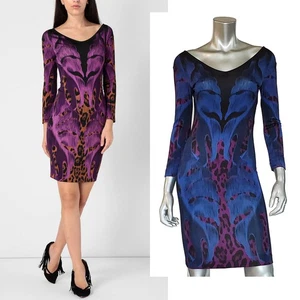 JUST CAVALLI BY ROBERTO CAVALLI KLEID JERSEY EXOTISCH ANIMAL BLÄTTERDRUCK $ 595 40 4 - Bild 1 von 9