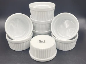 8 PIER 1 IMPORTS RAMEKINS CERAMIC WHITE SOUFFLE BAKING DISHES 3.5 W x 1.75 H - Picture 1 of 5