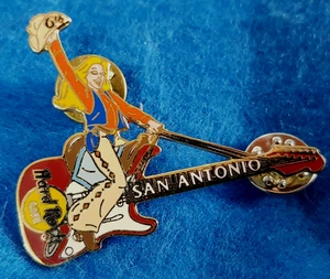 SAN ANTONIO TEXAS RODEO COWBOY GIRL 7th ANNIVERSARY GUITAR Hard Rock Cafe PIN LE - Picture 1 of 1