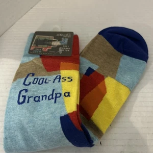 COOL ASS GRANDPA - Blu Q - Calze Crew Uomo Cotone Pettinato Taglia 7-12 - Foto 1 di 1