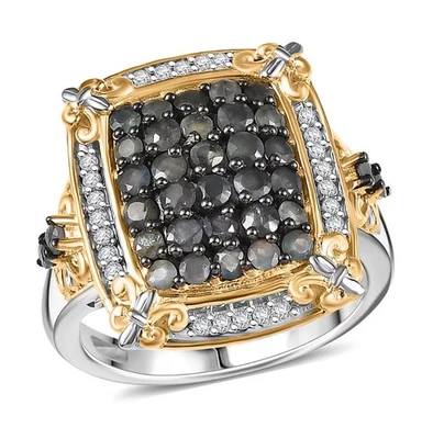 Narsipatnam Alexandrite & Zircon 尺寸 6 戒指 18K Vermeil YG & Rhodium 银色 925 — 第 1/4 张图片