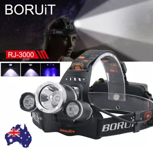 BORUiT LED Headlamp USB Rechargeable Head Torch Headlight Light Lamp Flashlight - Picture 1 of 46