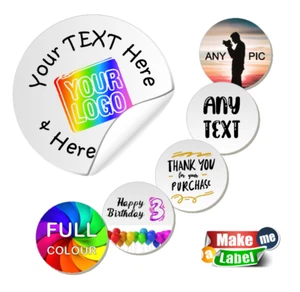 Round Custom Printed PP VINYL Personalised Stickers Labels Postage Address LOGO - Picture 1 of 8