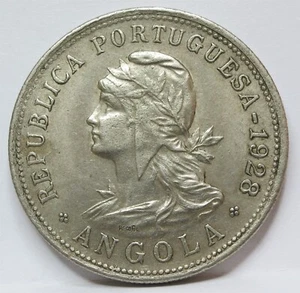 ANGOLA PORTUGAL Portuguese colony 50 centavos 1928 XF / AU Africa #B47 - Picture 1 of 4