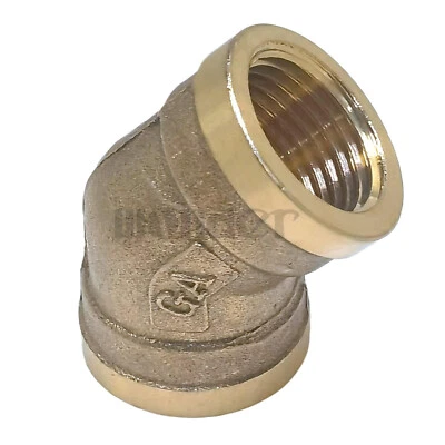 1" BSPP Female Brass 45 Degree Elbow Pipe Fitting Connector - Image 1 of 4
